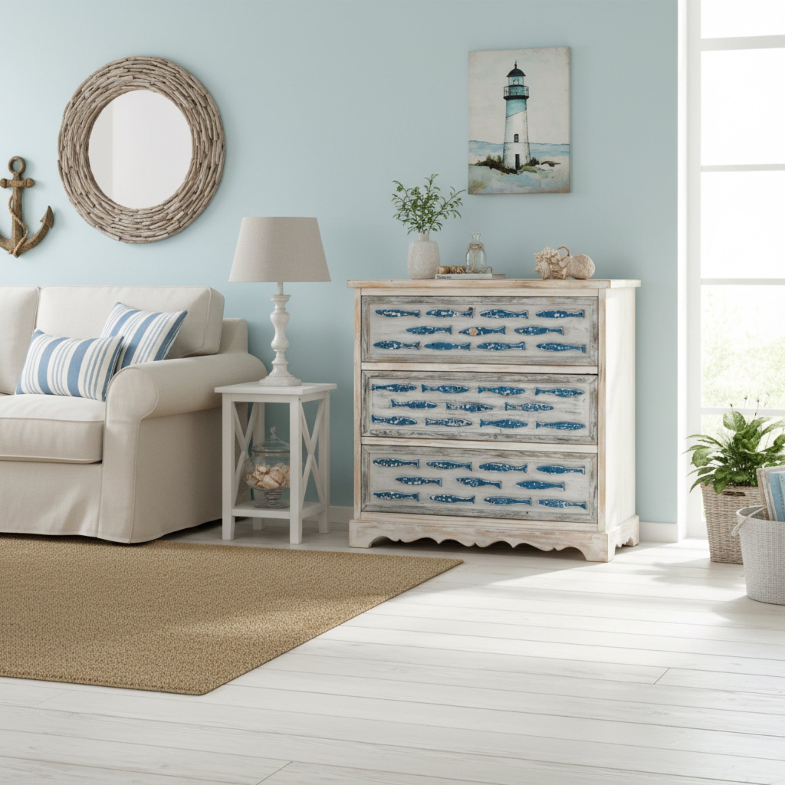 blue and white striped dresser Chesapeake 3113-194537 Grey Awning Stripe Wallpaper main image 1