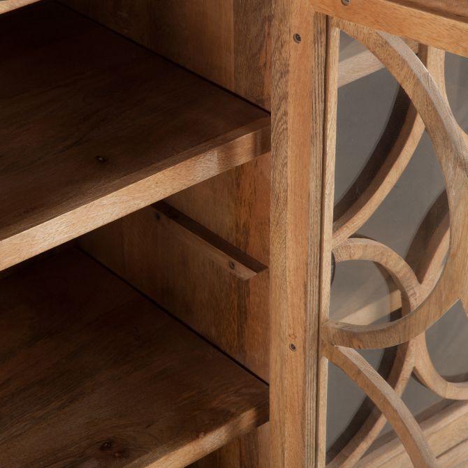 Antique Oak Glass Cabinet Inside Detail - Coastal Compass Home Decor