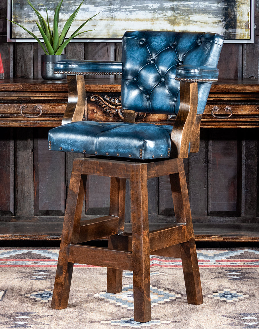 Light blue leather bar stools sales