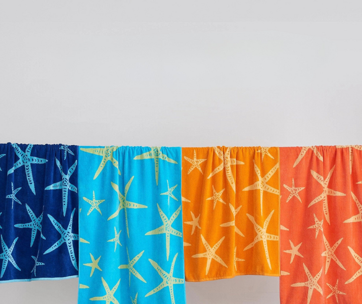 Starfish & Stripes Cotton Velour Beach Towel Pack