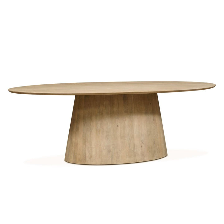 Blanca Mango Wood Oval Dining Table - Oval Dining Table - Natural white wood finish - Coastal Compass Home Decor