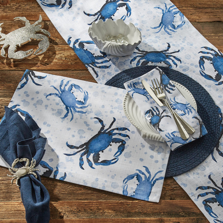 Blue Crabs Table Linens - Coastal Compass Home Decor