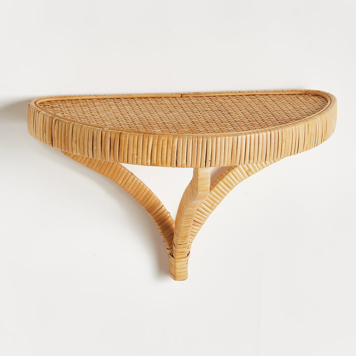 Rattan wall shelf on a white background. Your Western Decor