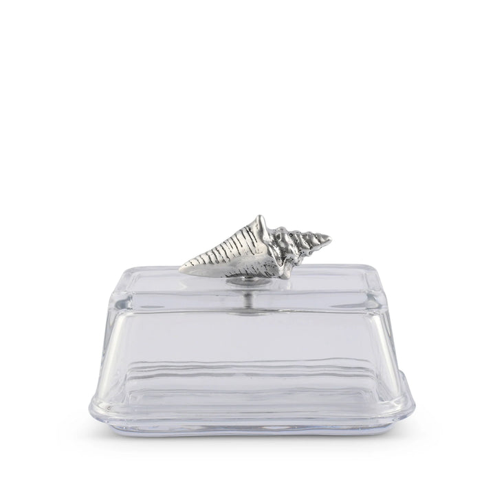 Glass Conch Shell Butter Dish - Coastal Compass Home Decor