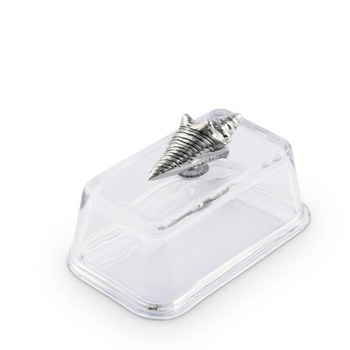 Glass Conch Shell Butter Dish - Coastal Compass Home Decor