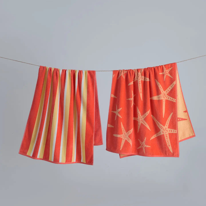 Starfish & Stripes Cotton Velour Beach Towel Pack