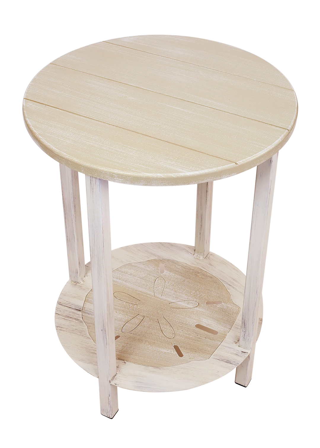 Cottage Round Sand Dollar End Table - Coastal Compass Home Decor