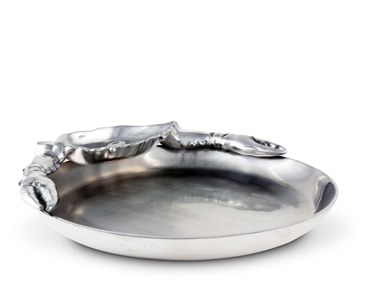 Crab Chip and Dip Tray - Aluminum - Crab Body Dip Tray with Claws - Large Tray - Coastal Compass Home Decor