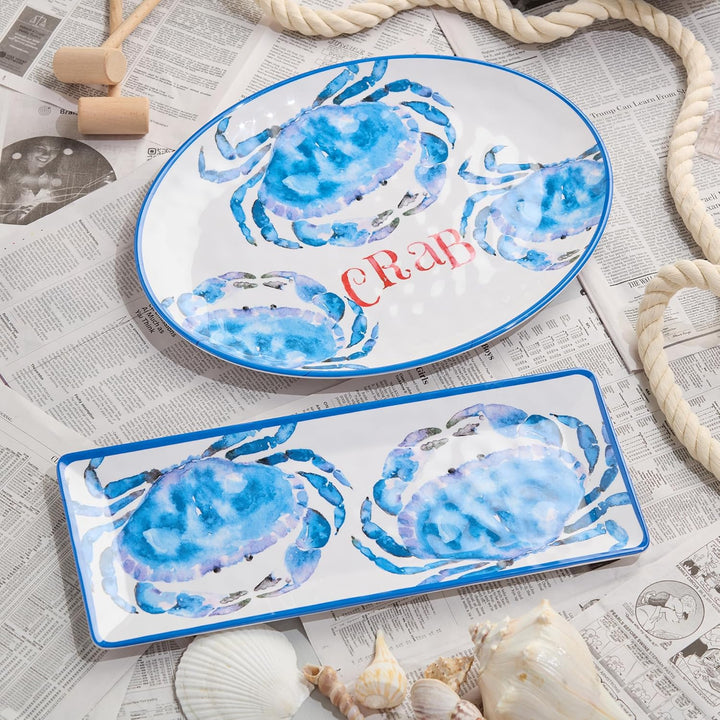 Deep Blue Sea Crab Serving Platters