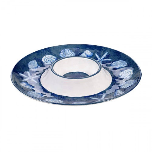 Deep Blue Sea Oceanic Chip & Dip Tray - Coastal Compass Home Decor
