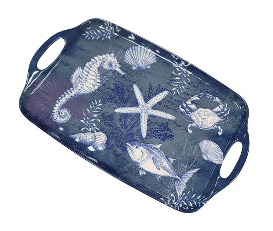 Deep Blue Sea Oceanic Platter.Coastal Compass Home Decor