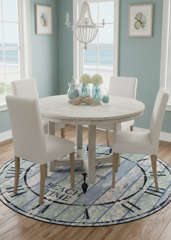 Distressed Beach Time Clock Rug