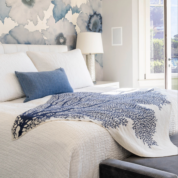 Eco Coral Fan Throw Blanket | Coastal Compass Home Decor