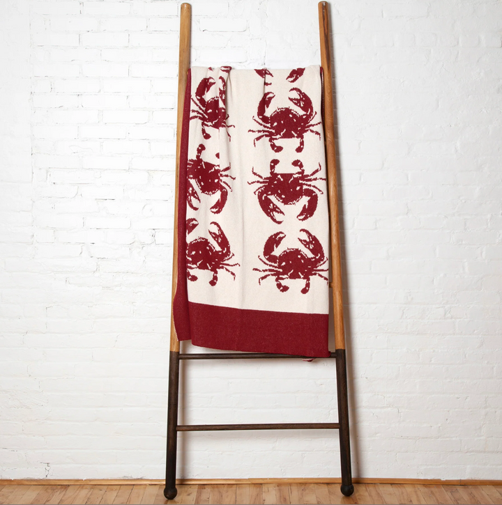 Eco Crab Throw Blanket Red - Coastal Compass Home Decor