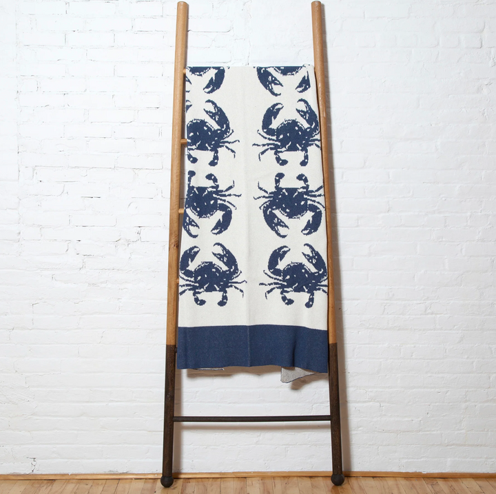 Eco Crab Throw Blanket Blue - Coastal Compass Home Decor