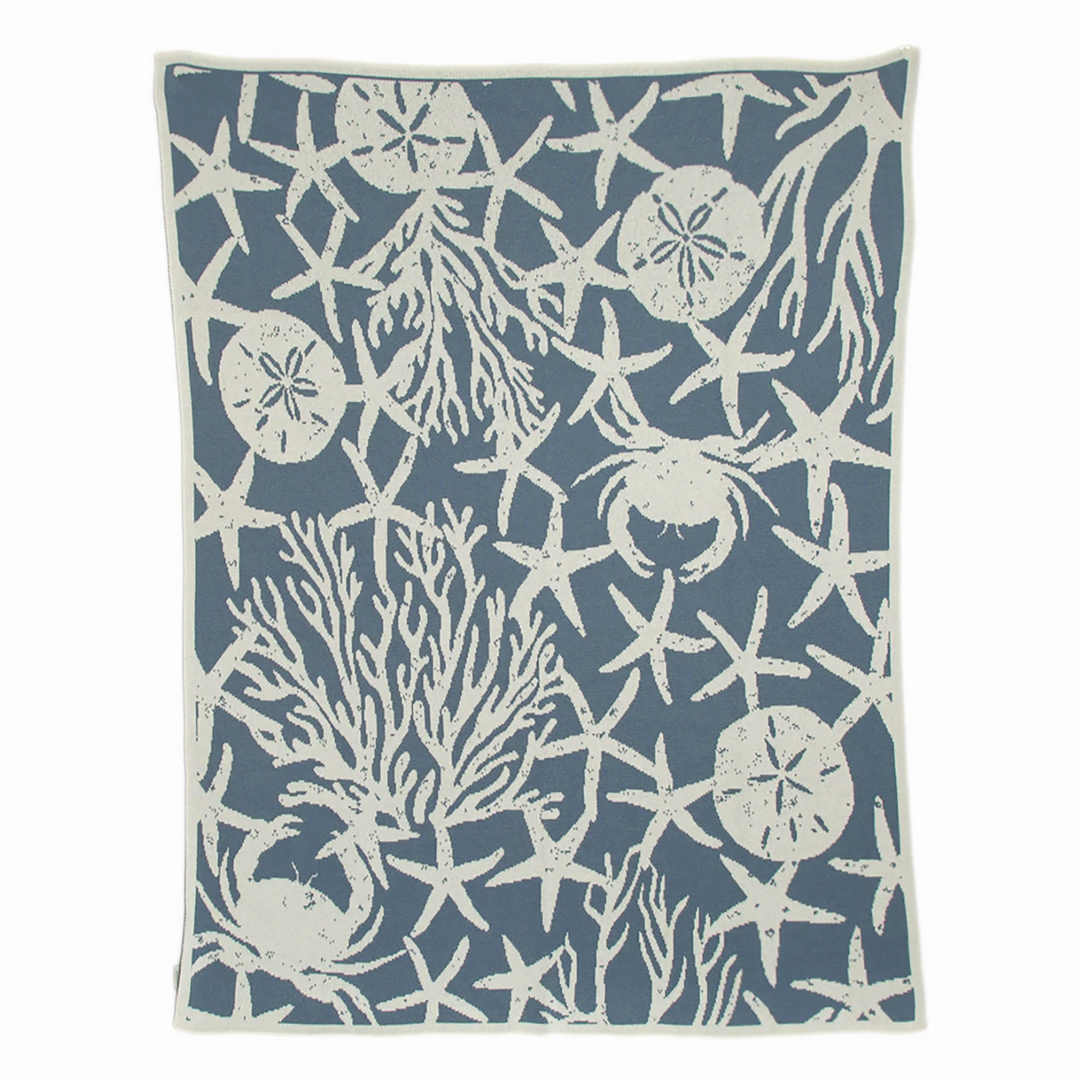 Eco Sea Treasures Throw Blanket - Coastal Compass Home Decor