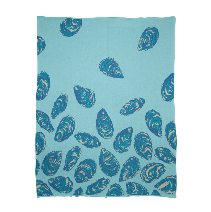Eco Oyster Throw Blanket Seafoam Blue | Coastal Compass Home Decor