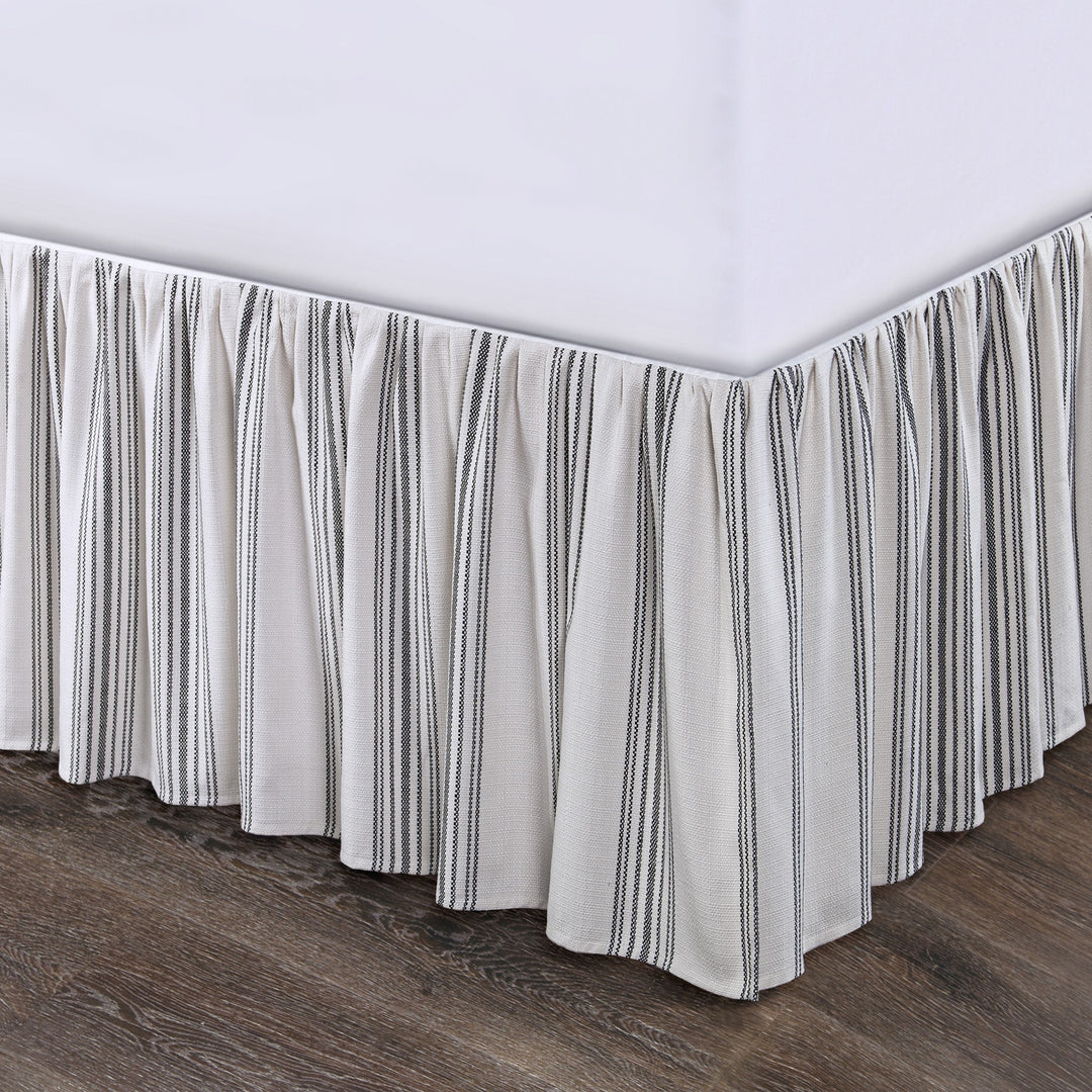 Horizon Navy Striped Bed Skirt