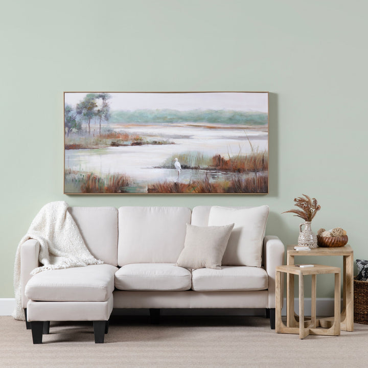 Gazing Egret Canvas Art - River Scene - Egret Bird - 30" x 60" - Coastal Compass Home Decor