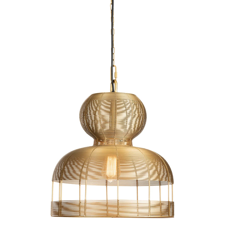 Hampton Gold Wire Wrap Pendant Large - Gold wire wrapped - Gold chain hardware - Coastal Compass Home Decor