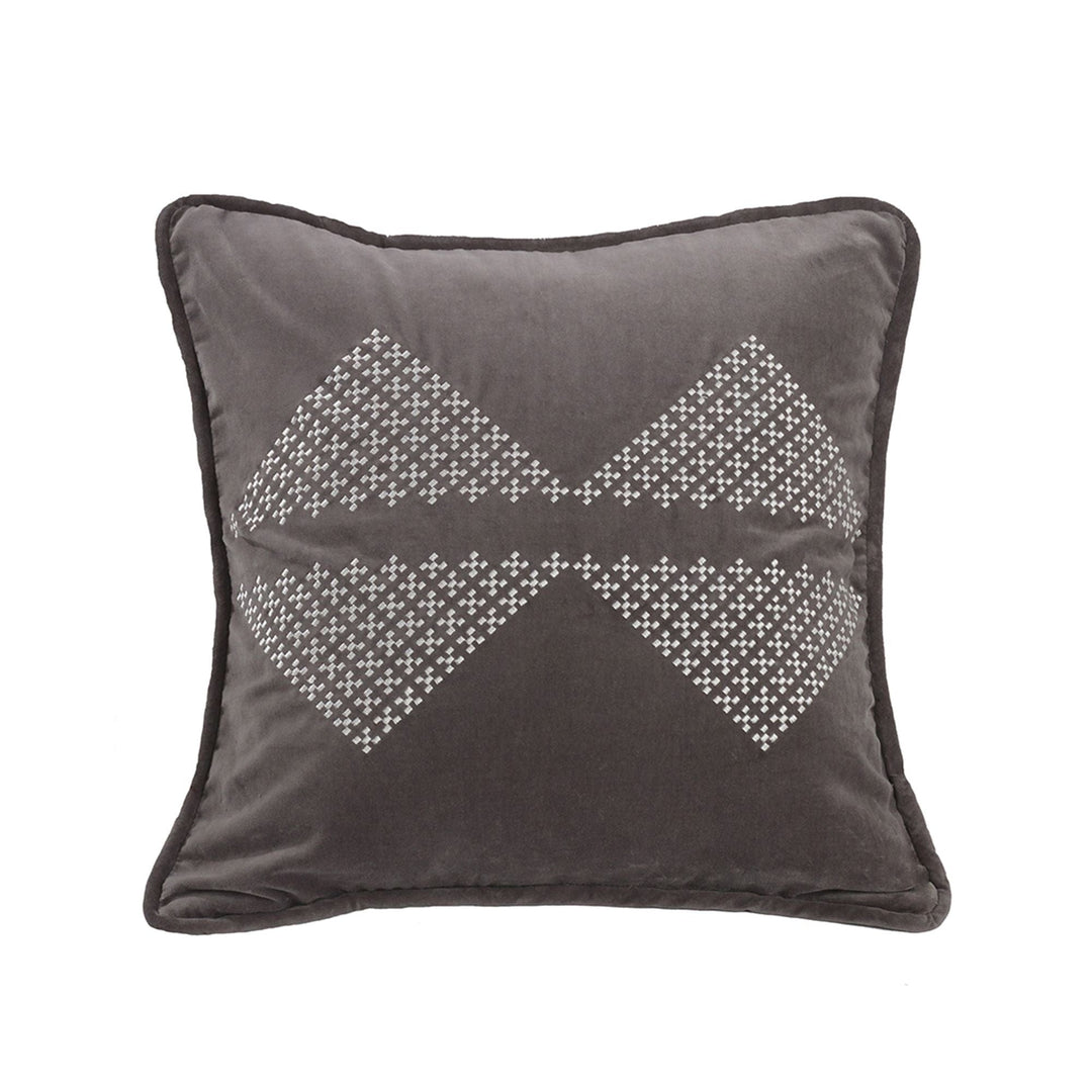 Grey Velvet Accent Pillow