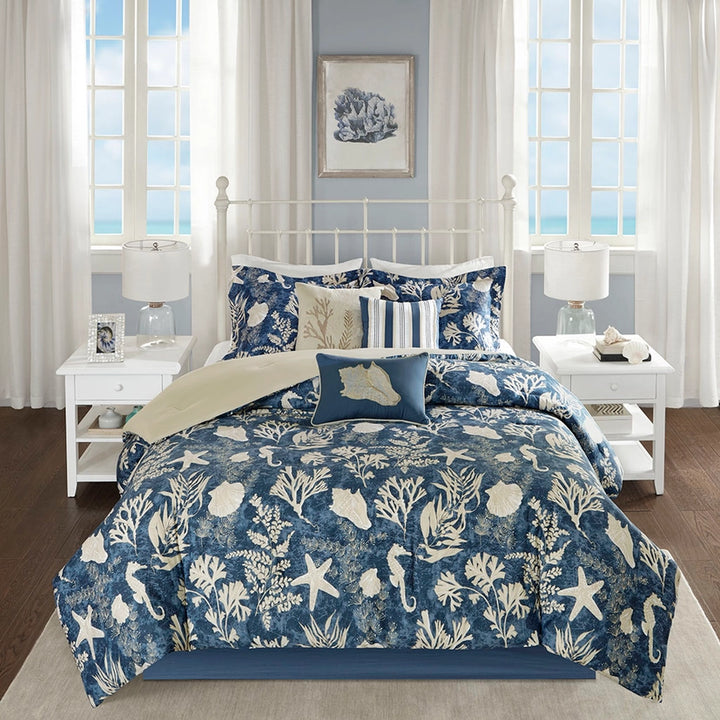 Navy Shells 7-Piece Comforter Set