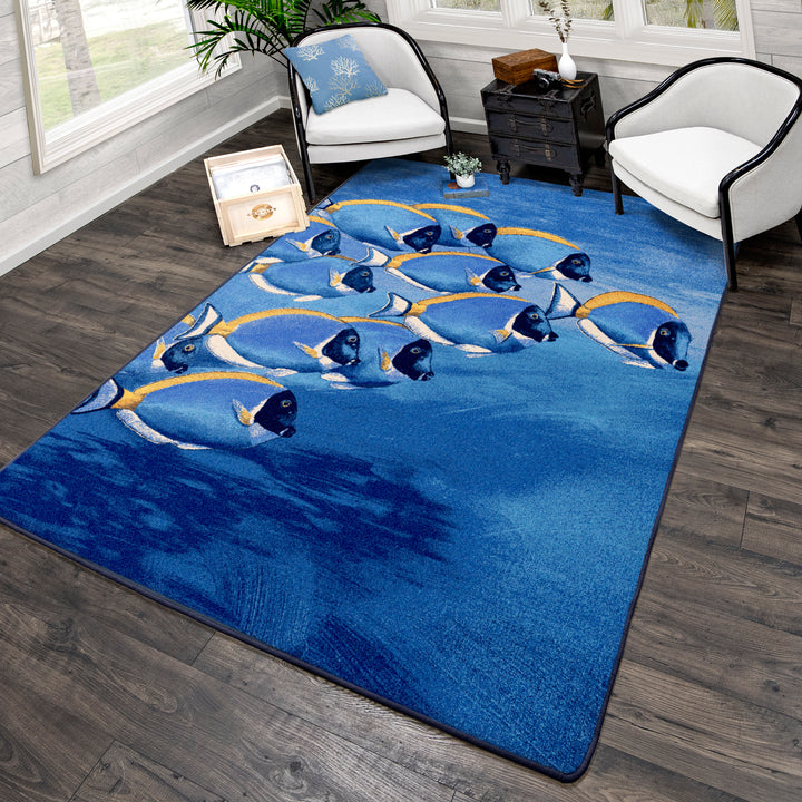 Ocean Blue School of Fish Area Rug