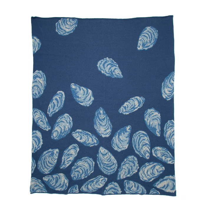 Eco Oyster Throw Blanket Navy | Coastal Compass Home Decor