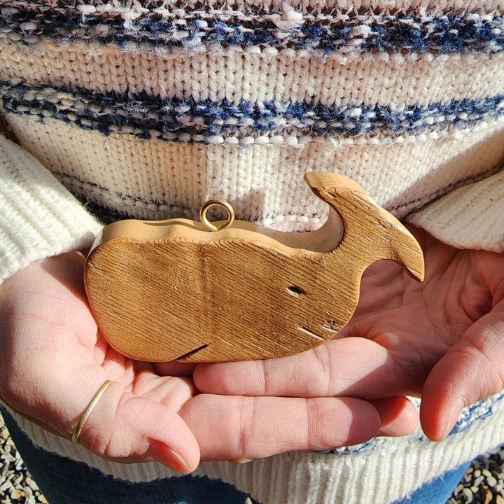 Reclaimed Wood Whale Ornament - Nugget | Coastal Compass Home Decor