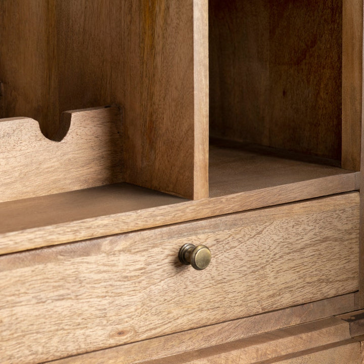Rattan 2-Door Bar Cabinet Detail - Coastal Compass Home Decor