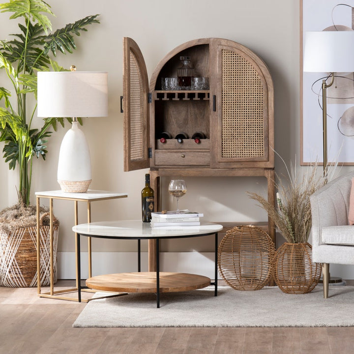 Rattan 2-Door Bar Cabinet IMG - Coastal Compass Home Decor