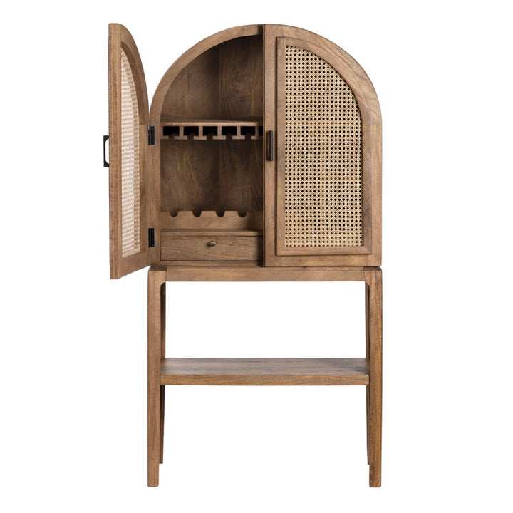 Rattan 2-Door Bar Cabinet Interior - Coastal Compass Home Decor
