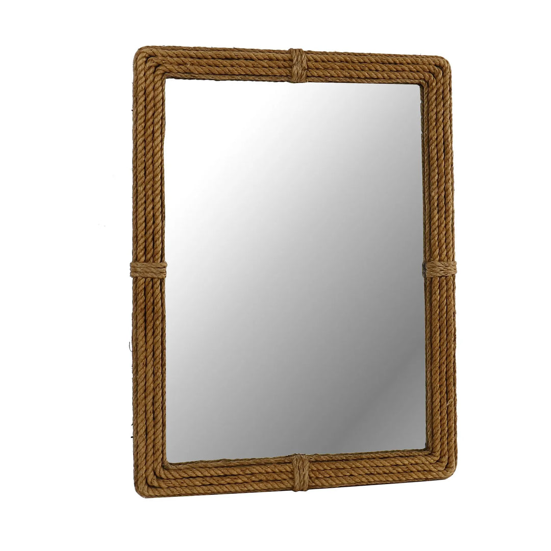 Rope Framed Mirror - Brown Rope Frame - Coastal Compass Home Decor