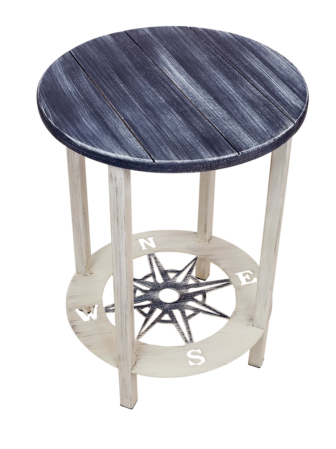 Round Navy Compass End Table - Coastal Compass Home Decor
