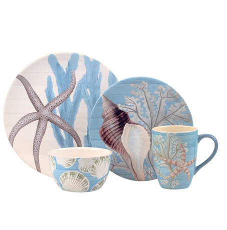 Beyond Waters Dinnerware 12 Pc Set - Coastal Compass Home Decor