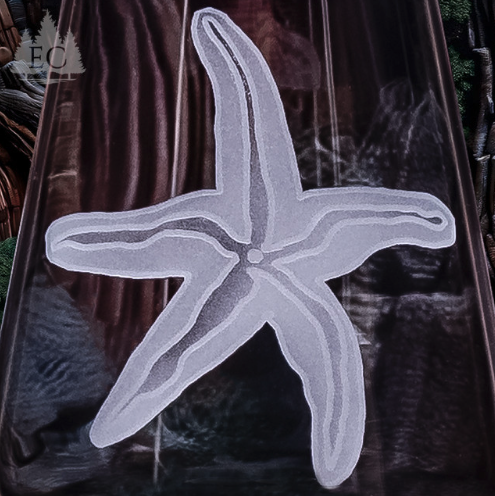 Seaside Crystal Sand Carved Wine Glasses - Carved starfish design - Coastal Compass Home Decor