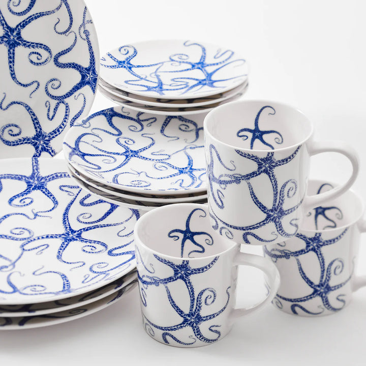 Starfish Blue Dinnerware Pieces | Coastal Compass Home Decor