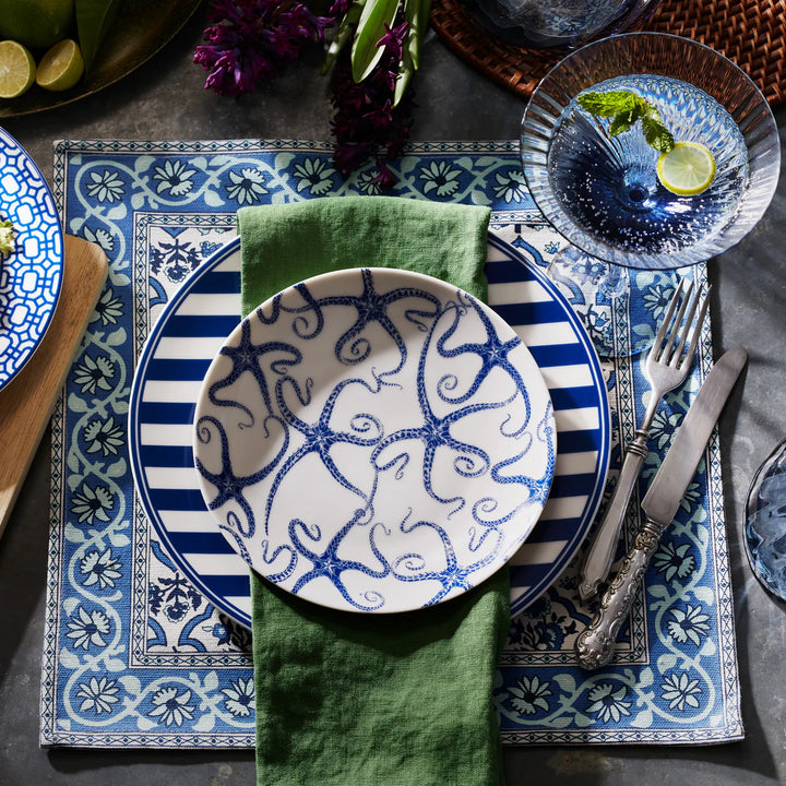 Starfish Blue Coupe Salad Plate | Coastal Compass Home Decor