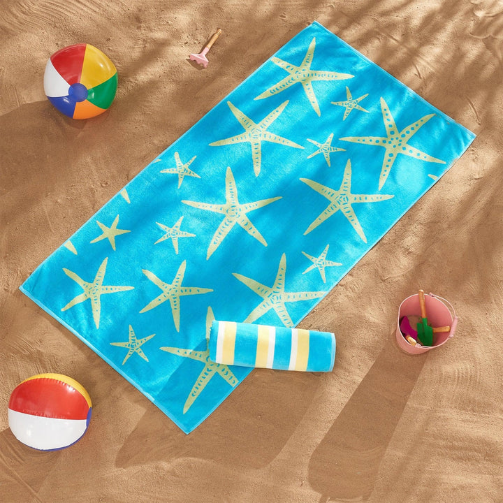 Starfish & Stripes Cotton Velour Beach Towel Pack