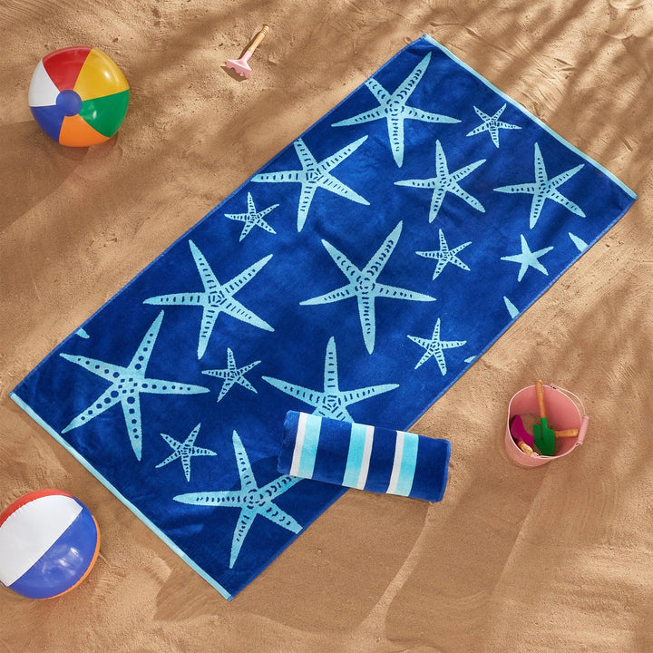 Starfish & Stripes Cotton Velour Beach Towel Pack