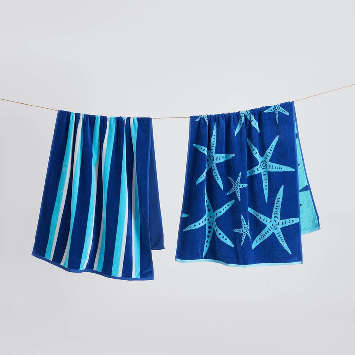 Starfish & Stripes Cotton Velour Beach Towel Pack
