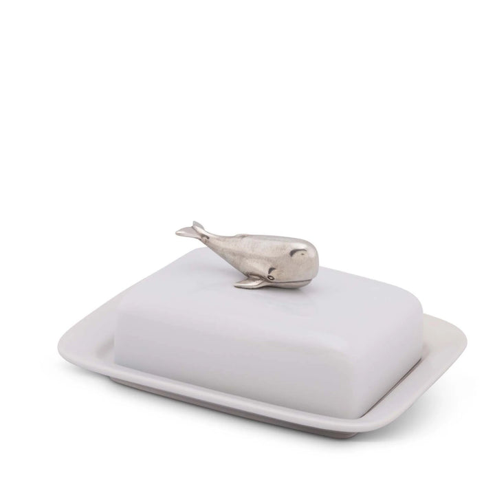 Stoneware Whale Butter Dish - Coastal Compass Home Decor