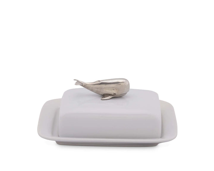 Stoneware Whale Butter Dish - Coastal Compass Home Decor