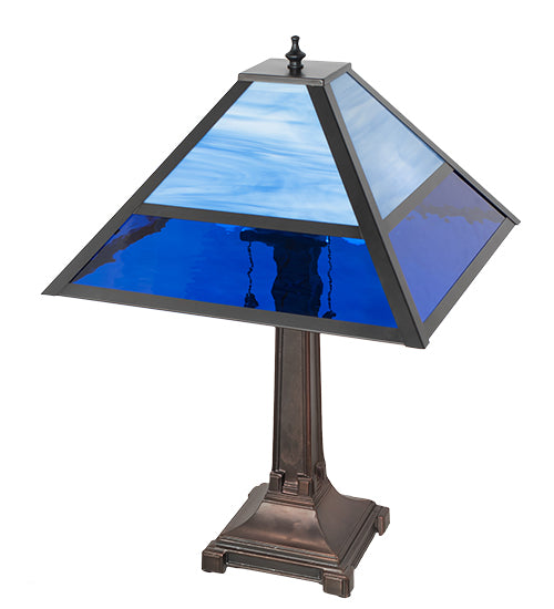 American hand crafted Two-Tone Blue Waterglass Lamp Shade - The Coastal Compass Home Decor