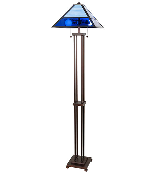 American hand crafted Two-Tone Blue Waterglass Lamp Shade - The Coastal Compass Home Decor