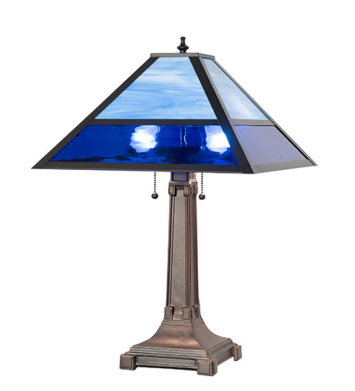 American made Luxury Waterglass Table Lamp in two tone blues - Coastal Compass Home Decor
