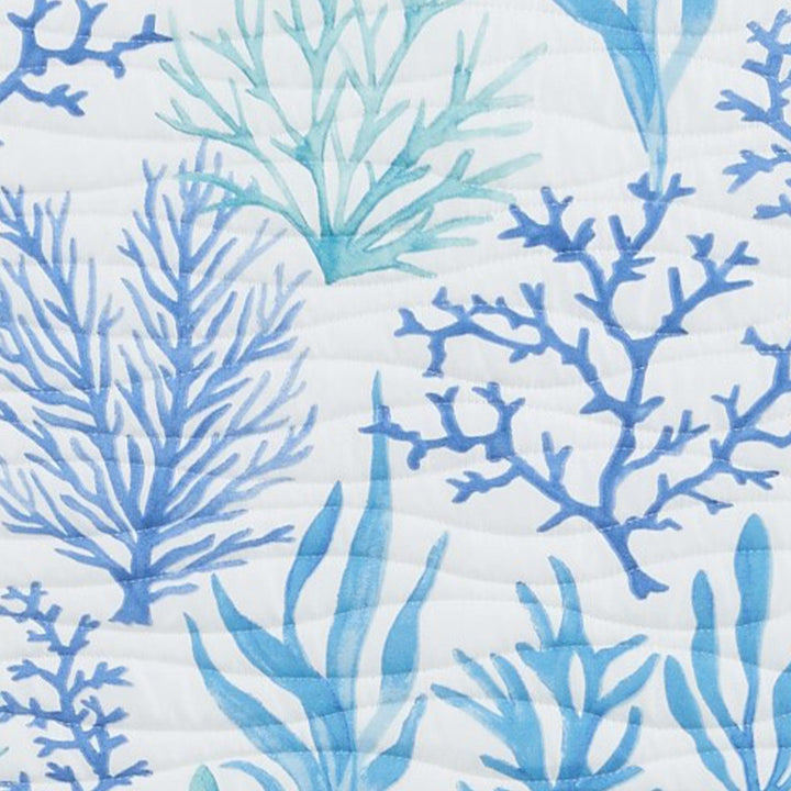 Coral Blue Reversible Quilt Set