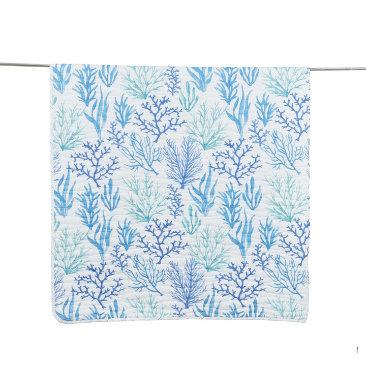 Coral Blue Reversible Quilt Set