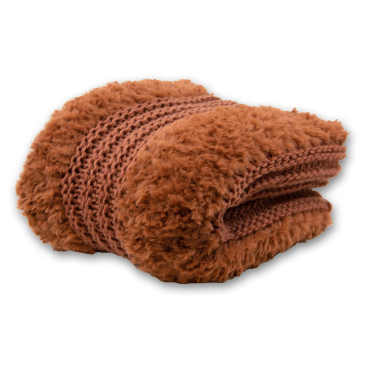Rust plush knit throw blanket - The Coastal Compass Home Decor