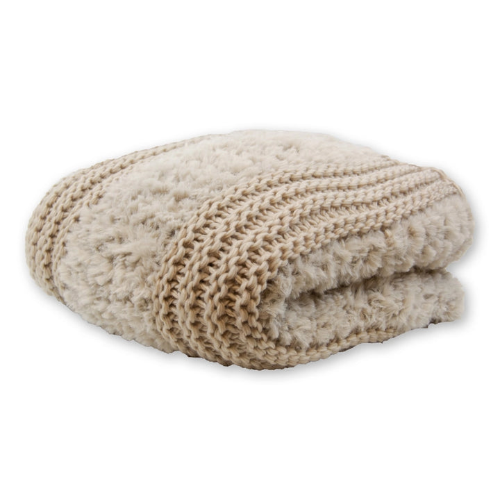 Taupe plush knit throw blanket - The Coastal Compass Home Decor